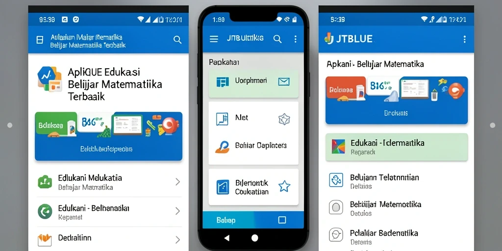 Antarmuka aplikasi JTBLUE yang menarik dan fungsional untuk Belajar Matematika.
