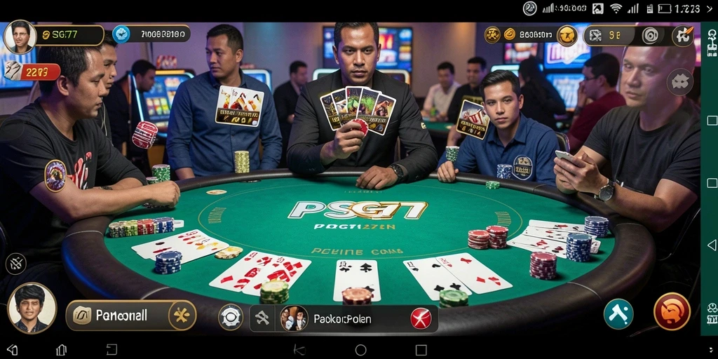 Tampilan antarmuka PSG77 dengan fitur permainan Poker yang menarik.