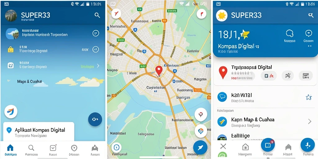 Tampilan antarmuka utama SUPER33 dengan fungsi Kompas Digital.