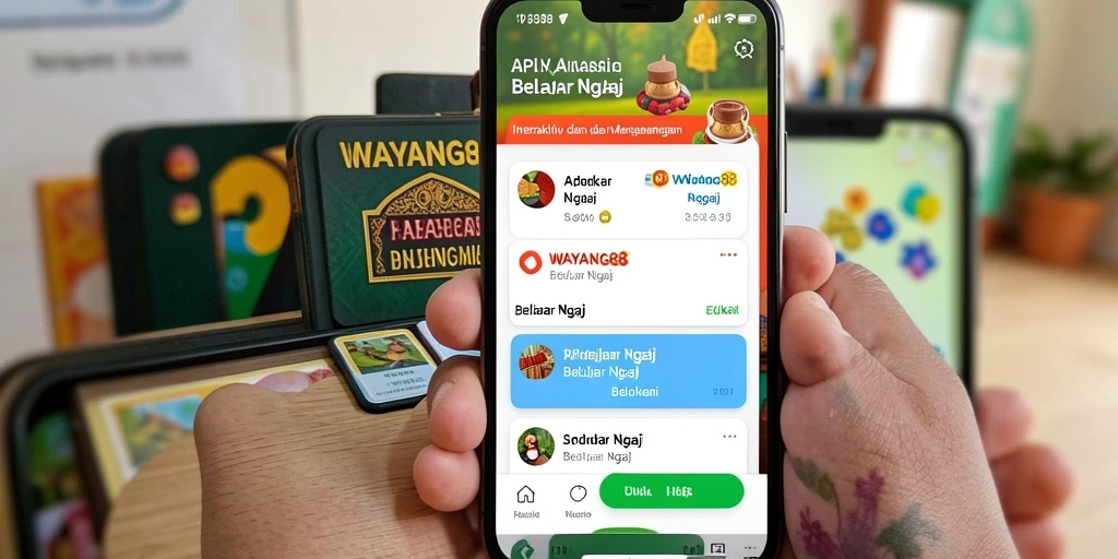 Tampilan antarmuka aplikasi WAYANG88 untuk belajar ngaji.